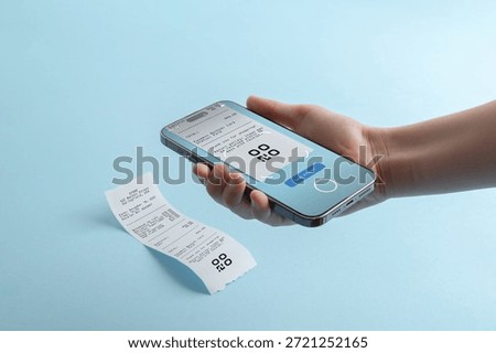 Smartphone scanning QR code from paper receipt, illustrating digital receipt storage, expense automation, mobile accounting, and paperless financial workflow