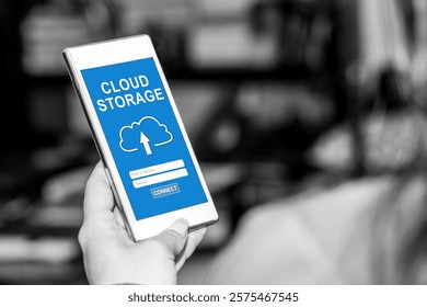 Smartphone screen displaying a cloud storage concept