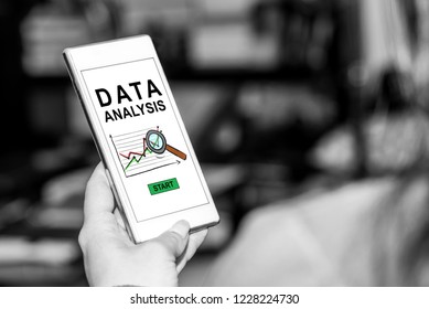 Smartphone screen displaying a data analysis concept