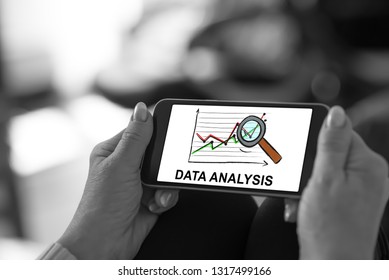 Smartphone screen displaying a data analysis concept