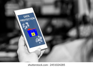Smartphone screen displaying a data protection concept