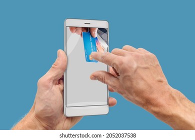 Smartphone Screen Displaying Digital Payment Sent Isolated On Blue Background