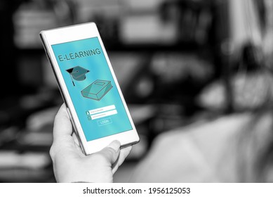 Smartphone screen displaying an e-learning concept