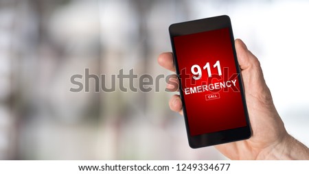 Smartphone screen displaying an emergency concept