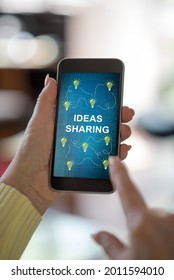 Smartphone screen displaying an ideas sharing concept