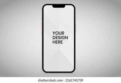 smartphone screen on white background mock up. Phone modern screen design. mock up isolated on gray background PSD. Save with clipping path.