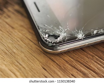 Smartphone Screens Break From Falling Ground And Space Agreement With The Concept Of Accident Technology, Insurance, Repair, Maintenance. Event Over Expectations Data Retention