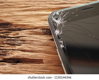 Smartphone Screens Break From Falling Ground And Space Agreement With The Concept Of Accident Technology, Insurance, Repair, Maintenance. Event Over Expectations Data Retention