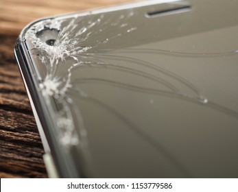 Smartphone Screens Break From Falling Ground And Space Agreement With The Concept Of Accident Technology, Insurance, Repair, Maintenance. Event Over Expectations Data Retention