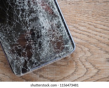 Smartphone Screens Break From Falling Ground And Space Agreement With The Concept Of Accident Technology, Insurance, Repair, Maintenance. Event Over Expectations Data Retention