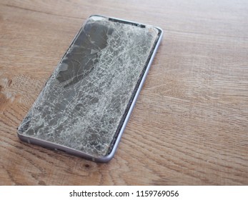 Smartphone Screens Break From Falling Ground And Space Agreement With The Concept Of Accident Technology, Insurance, Repair, Maintenance. Event Over Expectations Data Retention