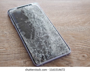 Smartphone Screens Break From Falling Ground And Space Agreement With The Concept Of Accident Technology, Insurance, Repair, Maintenance. Event Over Expectations Data Retention