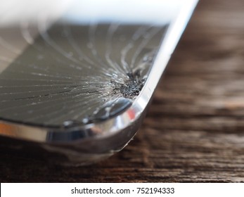 Smartphone Screens Break From Falling Ground And Space Agreement With The Concept Of Accident Technology, Insurance, Repair, Maintenance. Event Over Expectations Data Retention