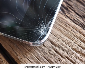 Smartphone Screens Break From Falling Ground And Space Agreement With The Concept Of Accident Technology, Insurance, Repair, Maintenance. Event Over Expectations Data Retention