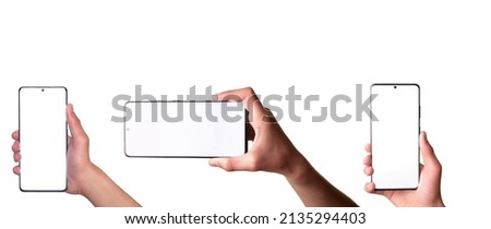 Smartphone similar to samsung galaxy s21 ultrawith blank white screen for Infographic Global Business Marketing Plan, mockup model similar to Samsung isolated Background of digital investment economy
