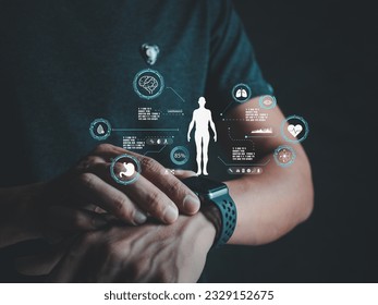 Smartwatch Monitoring Heart Rate and Steps. Digital Health Dashboard Monitoring Vital Signs. Health Data Privacy Lock and Key Protecting Medical Information. Analyzing Health Trends and Patterns. - Powered by Shutterstock