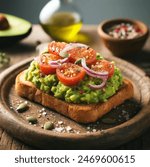 Smashed Avocado Toast with Cherry Tomato Garnishing 