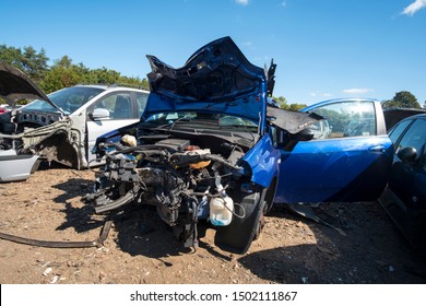 Smashed Up Car In A Breakers Yard