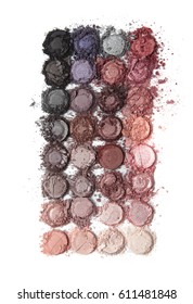 A Smashed Neutral Pink Toned Make Up Palette Isolate On A White Background