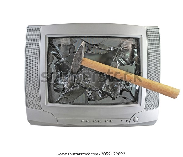 Smashed Old Kinescope Television Hammer Smashes Stock Photo 2059129892 ...