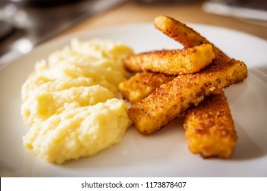 Smashed Potatoes With Fish Sticks