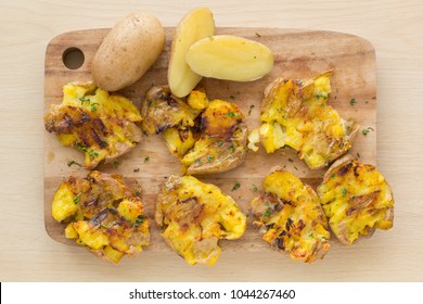 Smashed Potatoes On Wood