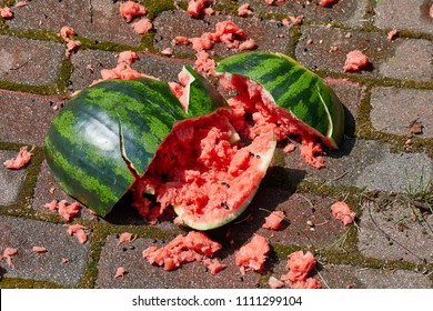 Smashed Watermelon On The Ground