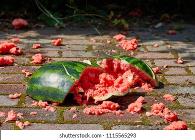 Smashed Watermelon On The Ground