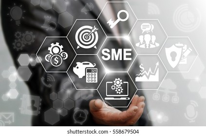 SME or Small and medium-sized enterprises smartphone web business KEY TO SUCCESS concept