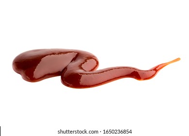 Smear Of Barbecue Sauce Or Ketchup Isolated On White Background