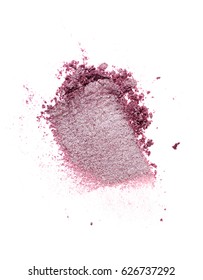 Smear Of Crushed Violet Eye Shadow As Sample Of Cosmetic Product Isolated On White Background