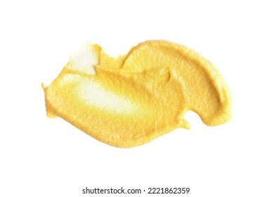 Smear Of Delicious Mustard Isolated On White, Top View