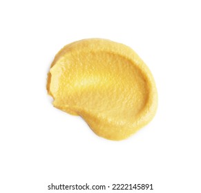 Smear Of Delicious Mustard Isolated On White, Top View