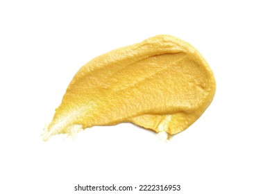 Smear Of Delicious Mustard Isolated On White, Top View