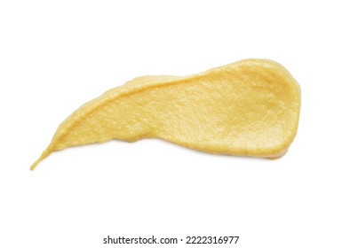 Smear Of Delicious Mustard Isolated On White, Top View