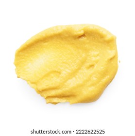 Smear Of Delicious Mustard Isolated On White, Top View