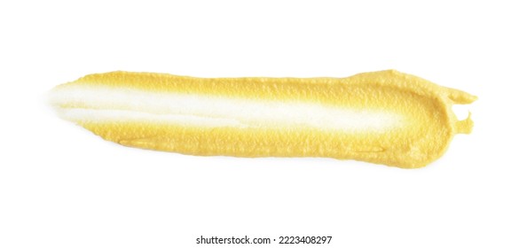 Smear Of Delicious Mustard Isolated On White, Top View