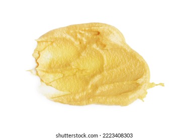 Smear Of Delicious Mustard Isolated On White, Top View