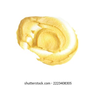 Smear Of Delicious Mustard Isolated On White, Top View