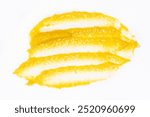 Smear of mustard sauce on white background isolate, creativity in cooking, macro texture.