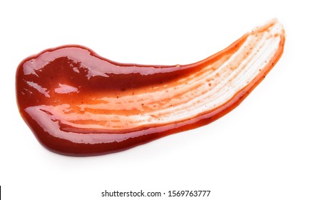 Smear Of Tasty Barbecue Sauce On White Background