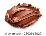 Smear of tasty chocolate paste on white background, top view