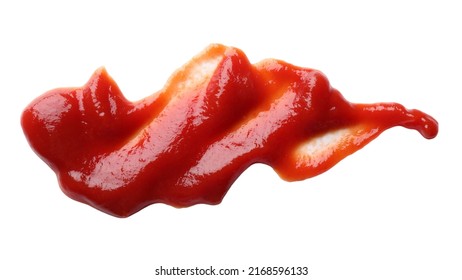 Smear Of Tasty Ketchup Isolated On White, Top View