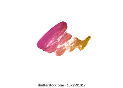 Smear   texture lipstick acrylic paint isolated white background  Stroke lipgloss liquid nail polish swatch smudge sample  Element for beauty cosmetic design  Bronze color