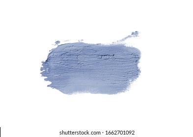 Smear And Texture Of Lipstick Or Acrylic Paint Isolated On White Background. Stroke Of Lipgloss Or Liquid Nail Polish Swatch Smudge Sample. Element For Beauty Cosmetic Design. Dark Blue Color