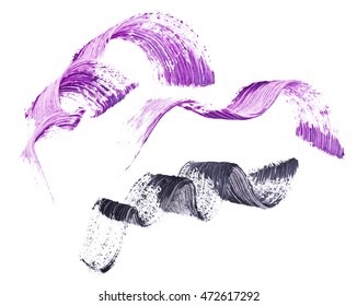 Smears Of Colored Mascara On A White Background