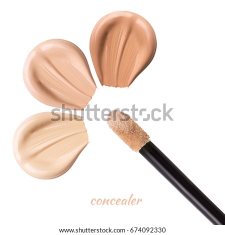 Smears of concealer for face. Isolated on white background