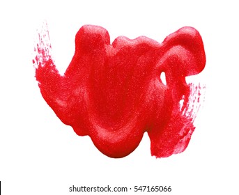 smears of red lipgloss isolated on white