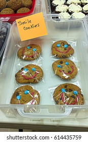 Smile Cookies Being Sold At A Bake Sale.