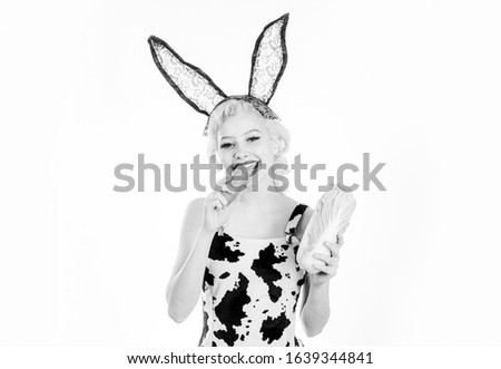 Similar – Young blonde woman wearing rabbit ears